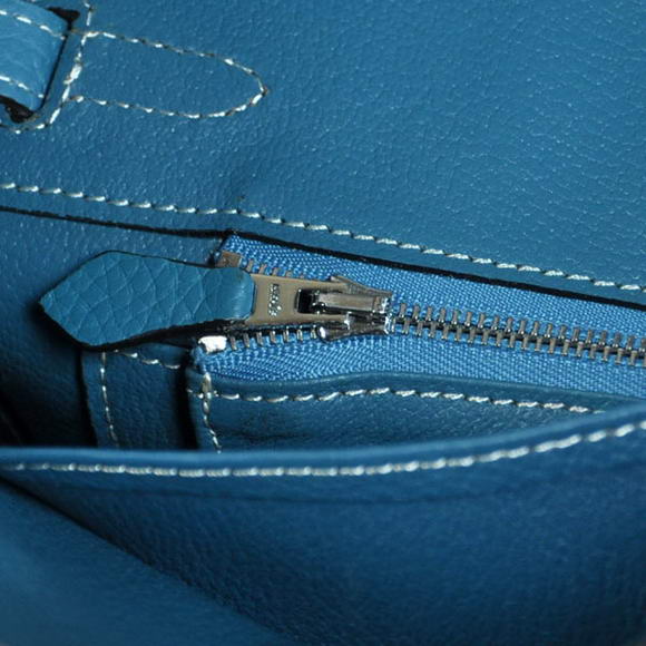 Super A Replica Hermes Birkin 25CM Tote Bags Togo Leather Blue Silver 60799 - Click Image to Close